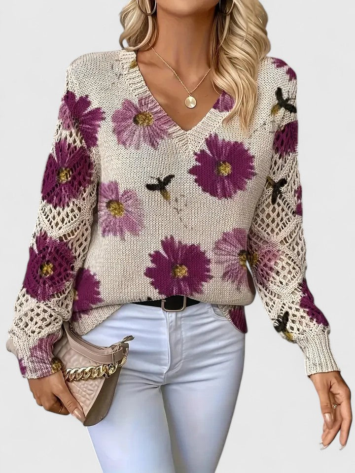 Magnolia | Elegant sweater with floral pattern